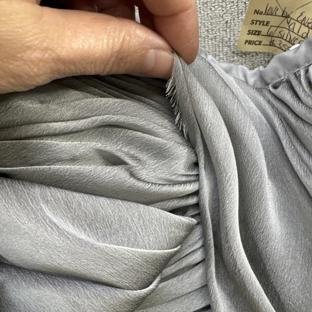 Silver Beaded Gown Sz‎ 6 Y2K Ruched Bodice Evening Dress Formal Glam - Picture 3 of 16